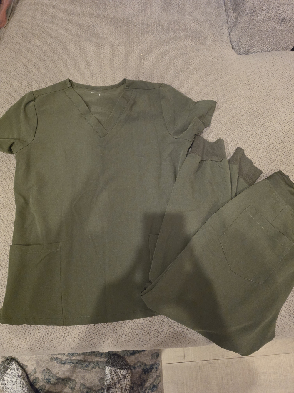 Olive Green Women's Scrub Top & Pants Set